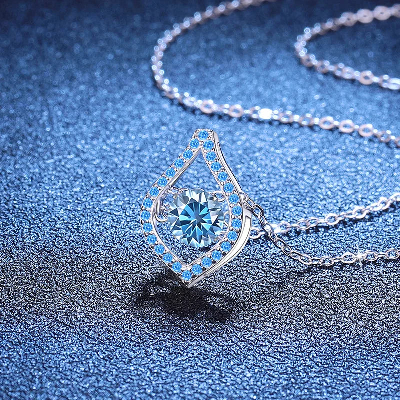D-Color 1 Karat Moissanite Pendant Necklace – Elegant S925 Sterling Silver Jewelry