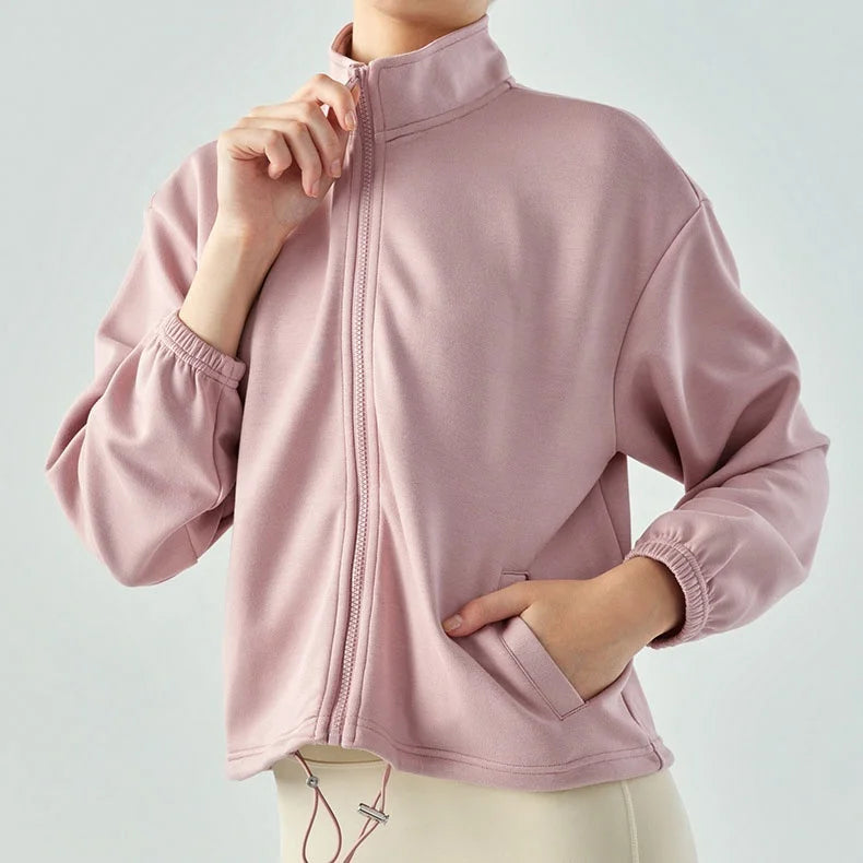 Women's Hip Hop Crop Sweatshirt – New Design Long-Sleeve Winter Jacket with Pockets, Comfortable Training Coat Jaja