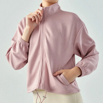 Women's Hip Hop Crop Sweatshirt – New Design Long-Sleeve Winter Jacket with Pockets, Comfortable Training Coat Jaja