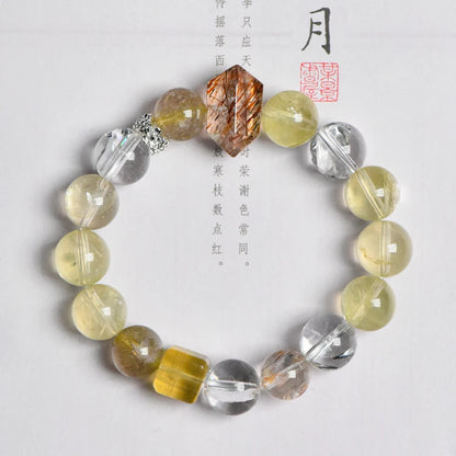 Fashionable Natural Beaded Bracelets – Citrine, White Phantom, Black Gold, Super Seven Flash Stone