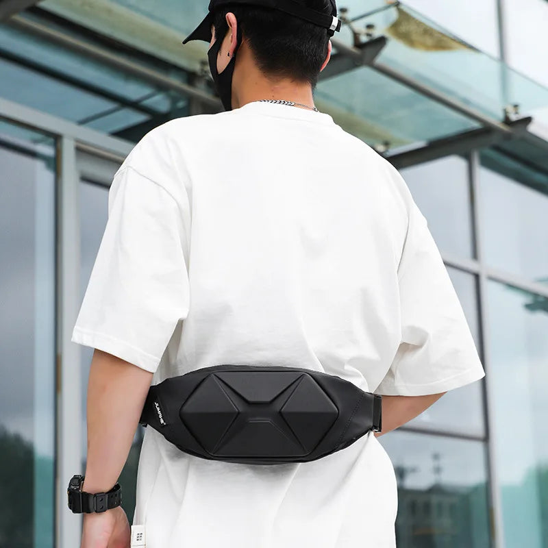 Men's Fashion Hard Shell Anti-Theft Sling Bag – Green Ripstop Nylon Chest Bag for Travel, Streetwear Crossbody Bag for Men Gael