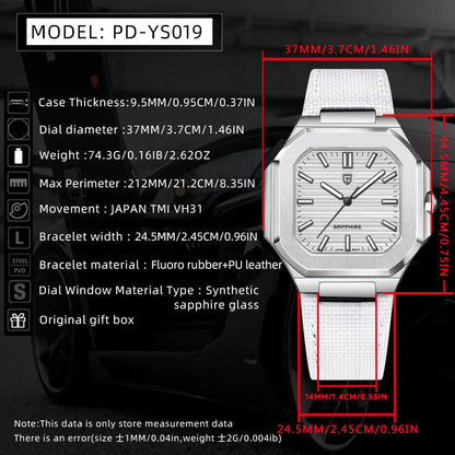 PAGANI DESIGN PD-YS019 Men's Quartz Watch - 36MM VH31, 10Bar Waterproof, Sapphire Glass, Stainless Steel Sports Reloj Hombre