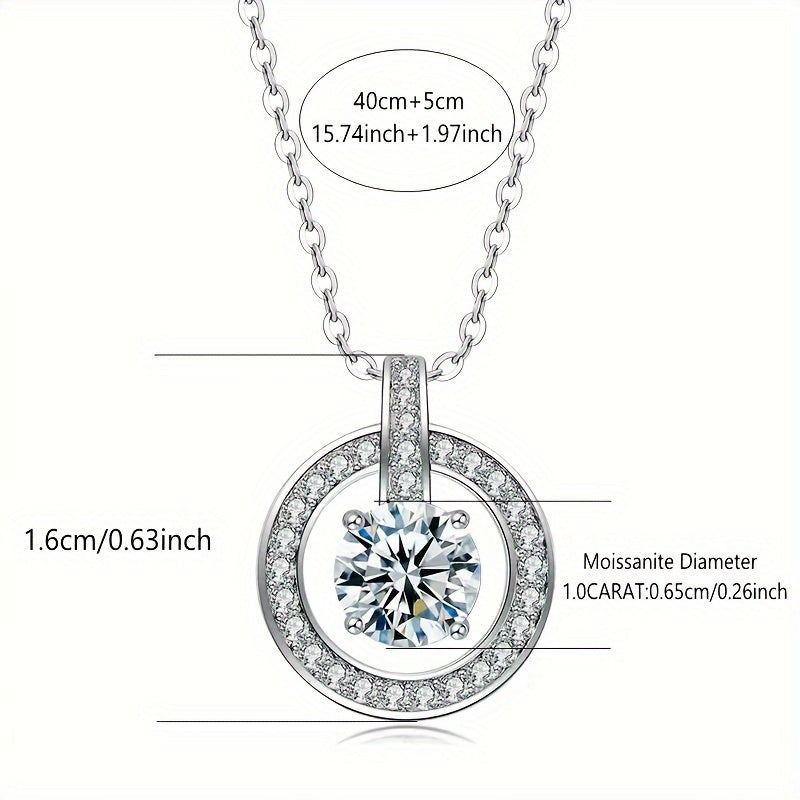 Round Cut Moissanite Necklace – 925 Sterling Silver Beating Heart Pendant, Luxury Fashion Jewelry for Women Lily