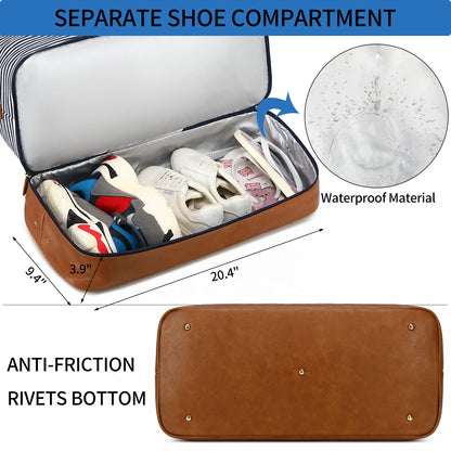 Overnight Travel Duffel Bag – Weekender Bag with Toiletry Organizer & Shoe Compartment