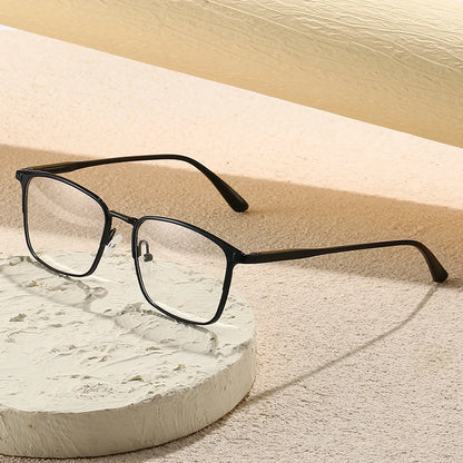Metal Squared Frame Photochromic Polarized Lens Unisex Men Women Glass Frame