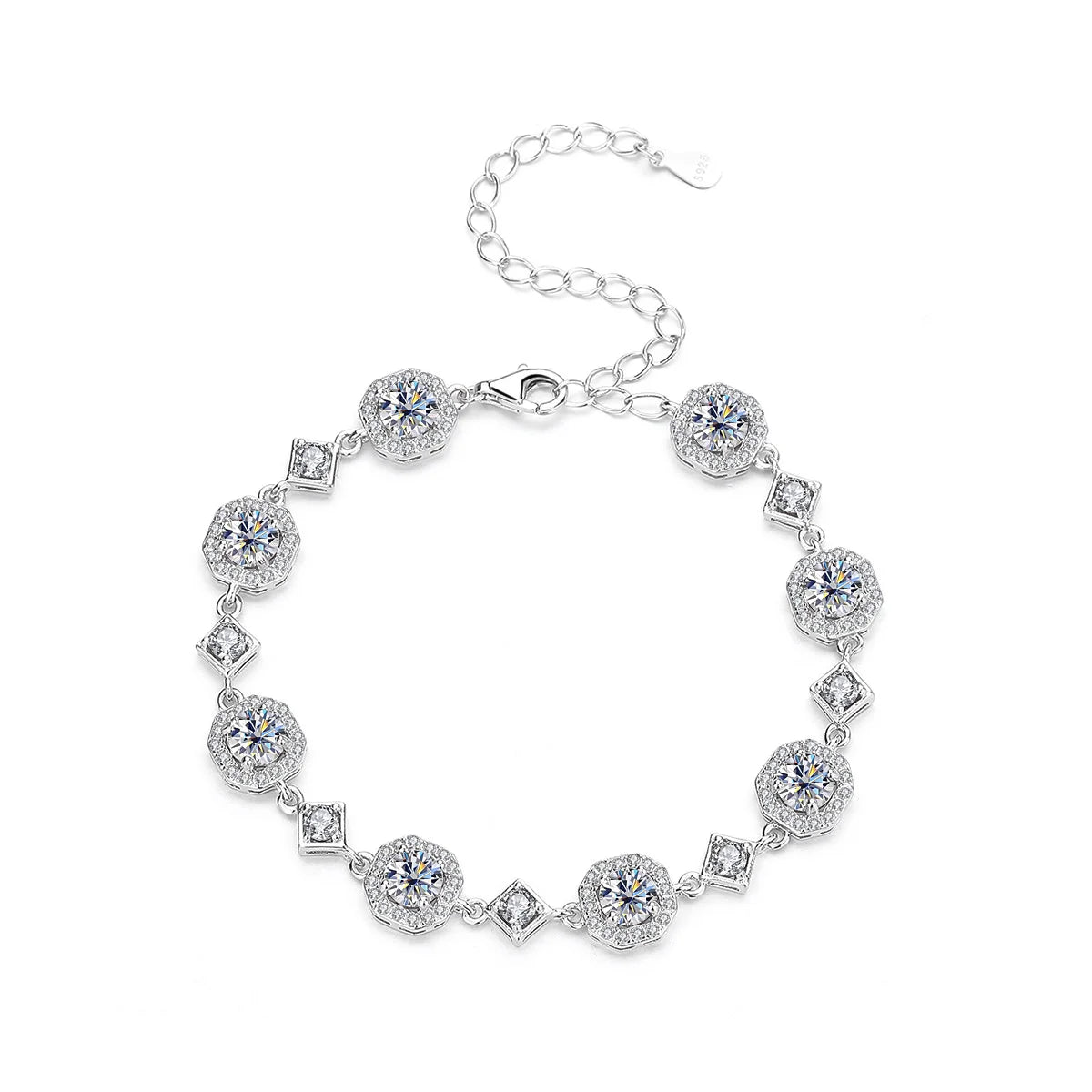4CT Round Cut Moissanite Bracelet – 925 Sterling Silver Chain, Rhodium-Plated Jewelry for Women & Girls, Perfect Anniversary Gift Irina