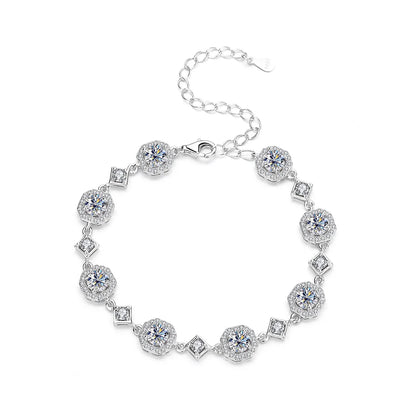 4CT Round Cut Moissanite Bracelet – 925 Sterling Silver Chain, Rhodium-Plated Jewelry for Women & Girls, Perfect Anniversary Gift Irina