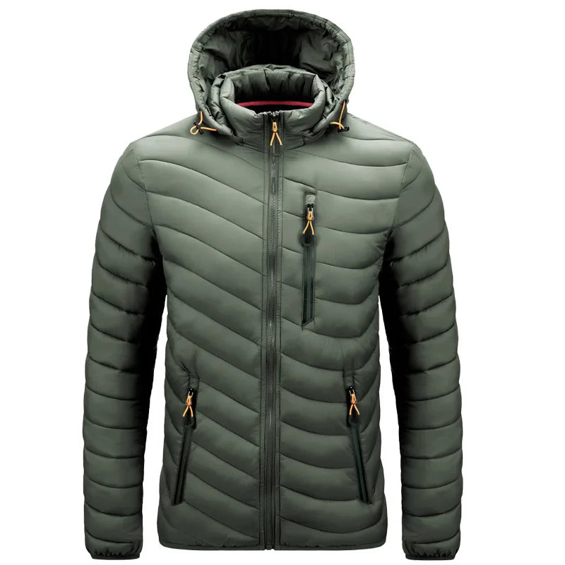 Men's Hooded Casual Cotton Light Down Jacket - Warm Winter Coat & Trench Perrin