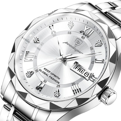 POEDAGAR 615 Waterproof Men's Watch – Luxury Quartz Wristwatch with Date & Week Display