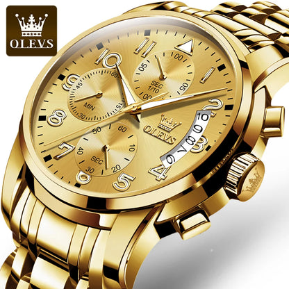OLEVS 2879 Men's Luxury Watch - Classic Roman Dial, Quartz Waterproof Wristwatch with Luminous Features