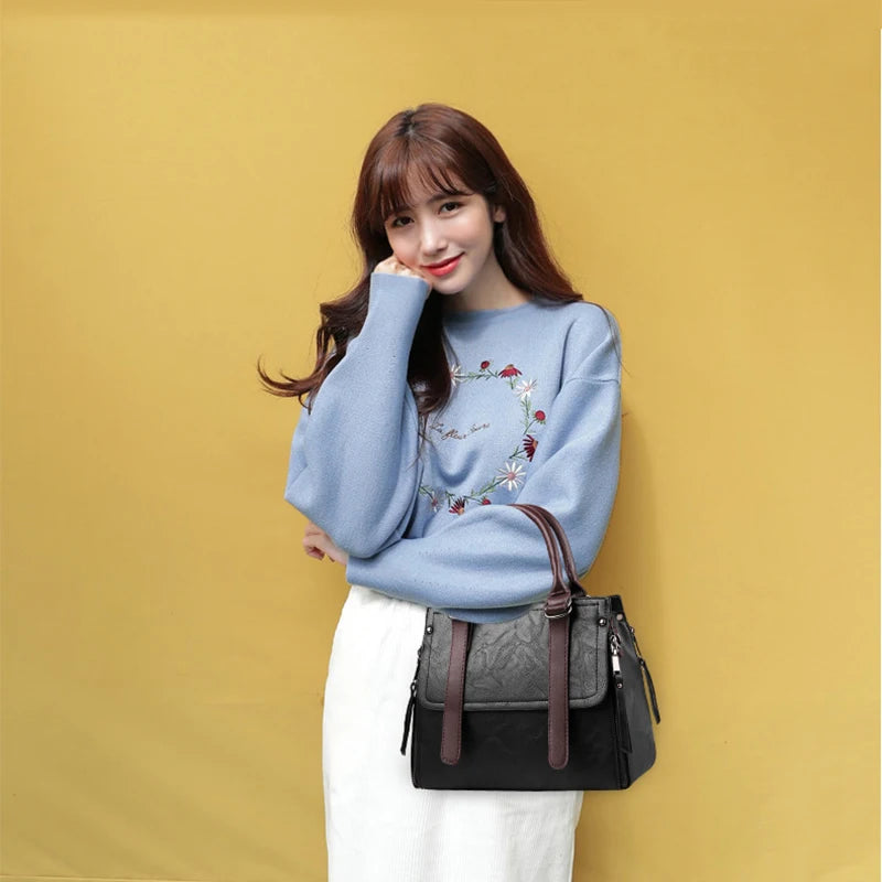 Luxury PU Leather Tote Bag for Women – Vintage-Style Handbag and Fall Crossbody Bag