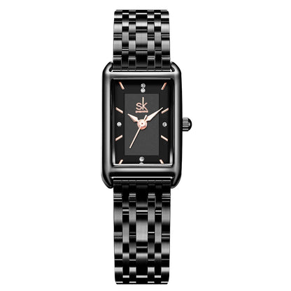 Shengke Luxury Ladies' Gold Watch - Fashion Steel Square Dial, Rectangle Design, Quality Brand Wristwatch Ruth