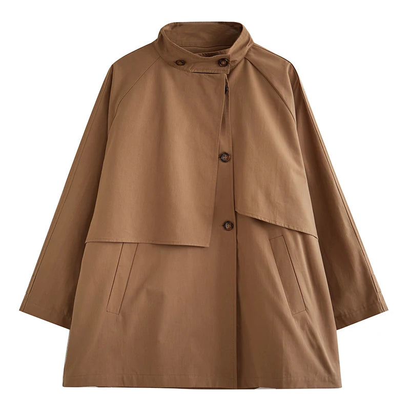 Autumn Women's Trench Coats | Stylish Stand-Up Collar, Casual & Versatile Loose Fit Alanna