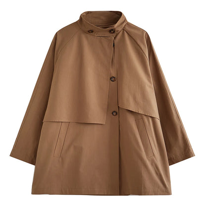 Autumn Women's Trench Coats | Stylish Stand-Up Collar, Casual & Versatile Loose Fit Alanna