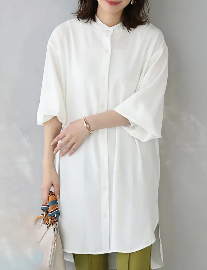 Women's Long Sleeve Blouse Loose Mid-Length Casual Office Top