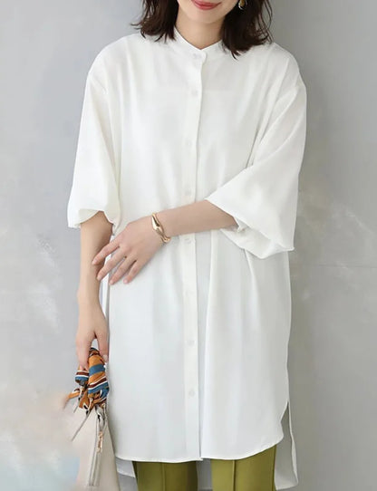 Women's Long Sleeve Blouse Loose Mid-Length Casual Office Top