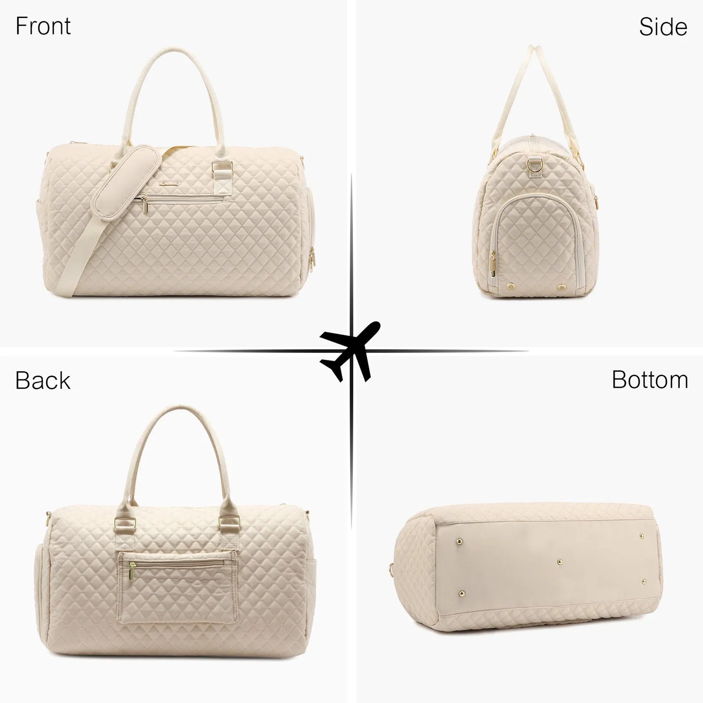 LOVEVOOK 2022 Luxury Quilted Weekender Duffel Bag - Custom Canvas Travel Bag for Men & Women Glazy