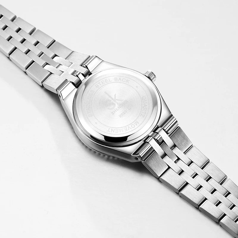 SK Popular Design Women’s Quartz Watch – Luxury Stainless Steel Band Wristwatch, Waterproof Fashion Ladies Timepiece Lysandra