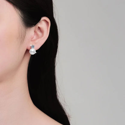 S925 Sterling Silver Moissanite & Pearl Jewelry Set – 0.5ct D Color VVS1 Earrings & Necklace for Women