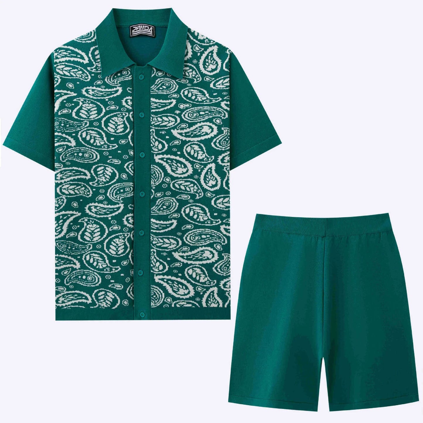 Men's Summer Jacquard Knitted Polo Shirt Set - Breathable Two-Piece Outfit for Casual Fashion Zachary