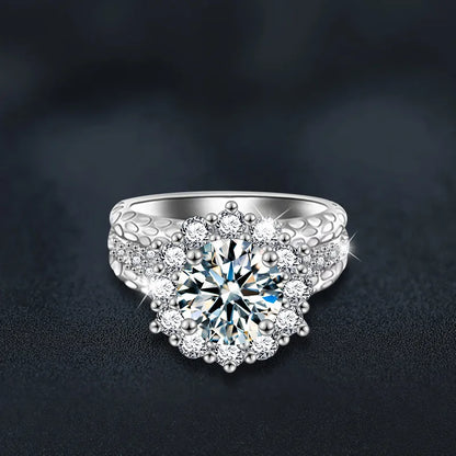 925 Silver 2 Carat Moissanite Ring – Gorgeous, Shining Jewelry for Wedding, Engagement, or Daily Wear, Perfect Gift for Couples