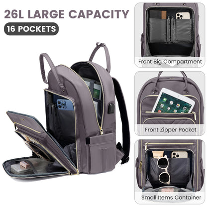 Women's 15.6-Inch Laptop Backpack - Stylish Work, Travel, and School Bag | Large Casual Sports & Business Backpack Selin