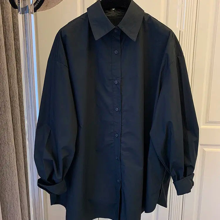 Women's Loose Bat Sleeve Blouse - Long Sleeve Doll Style Casual Top