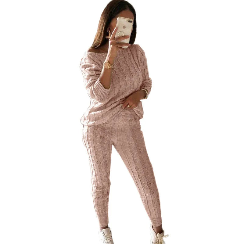 Women's Multi-Color Turtleneck Sweater Set - Drop Shoulder Knitwear for Comfortable Fall Fashion Lavinia