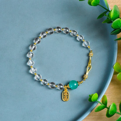 High-Quality White Crystal & Sea Blue Amazonite Beaded Bracelet – Trendy Natural Crystal Energy Healing Jewelry