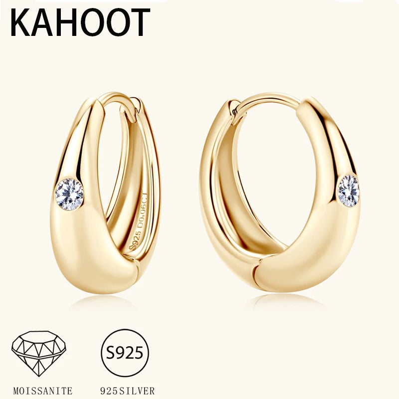 S925 Silver 0.06 Carat Moissanite Retro Earrings | Punk Light Luxury Jewelry for Women & Men Brooke
