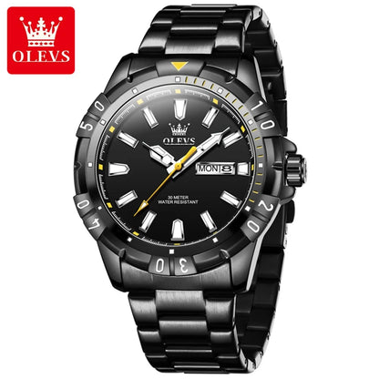 OLEVS 5560 Men's Quartz Watch - Stainless Steel, Waterproof, Luminous, Calendar