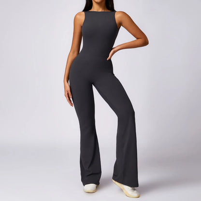 Women’s Scrunch Butt Flare Jumpsuit – Tummy Control Skinny‑Fit Workout Bodysuit for Gym & Casual Wear Assunta
