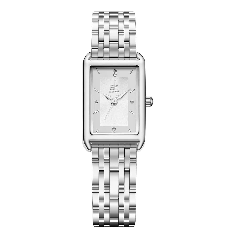 Shengke Luxury Ladies' Gold Watch - Fashion Steel Square Dial, Rectangle Design, Quality Brand Wristwatch Ruth