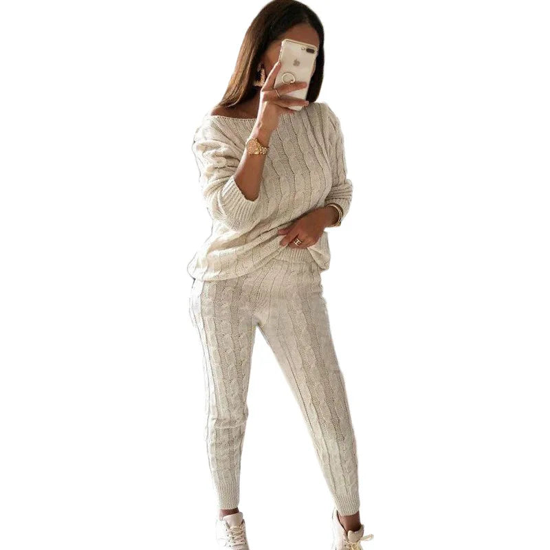 Women's Multi-Color Turtleneck Sweater Set - Drop Shoulder Knitwear for Comfortable Fall Fashion Lavinia