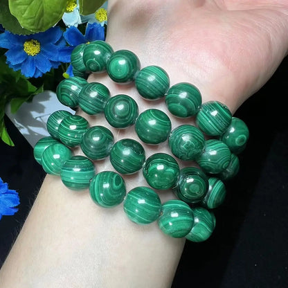 10/12MM Natural Crystal Malachite Bracelet – High-Quality Colorful Beads | Handmade Healing Jewelry