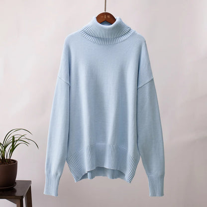 Women's Warm Wool Turtleneck Sweater - Cozy High Neck Knitwear Jumper for Casual Daily Wear Cecily
