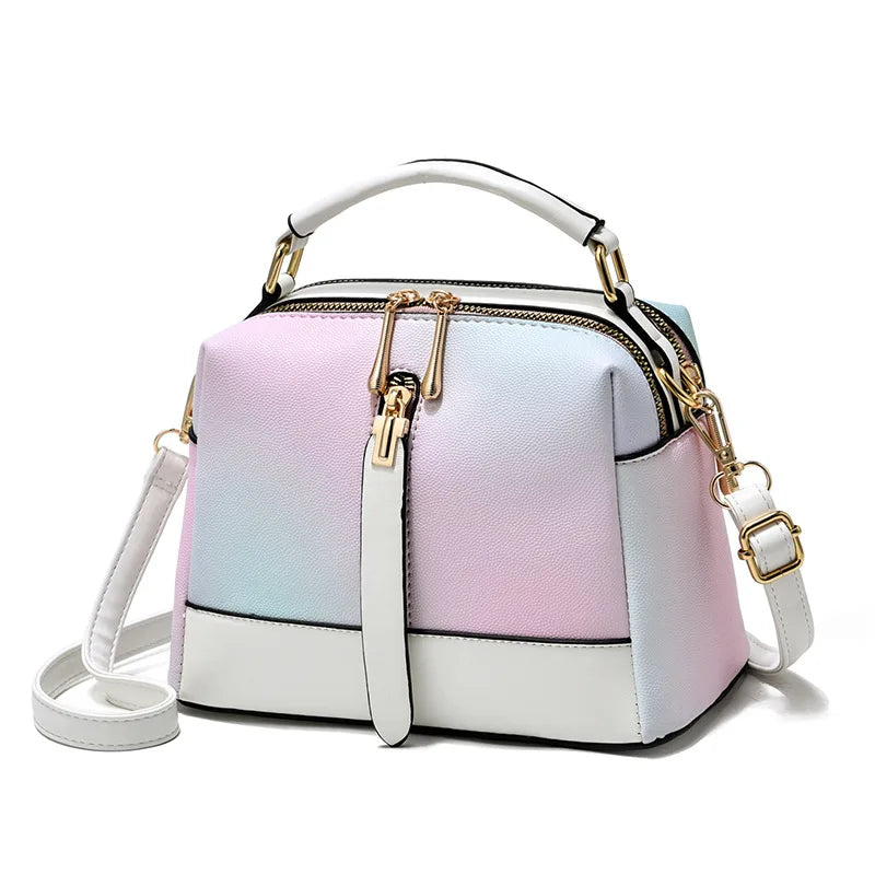 Gradient Color Korean Style Women's Shoulder Bag – Fashionable PU Shoulder Bag with Zipper Closure and Chain Design Suzy
