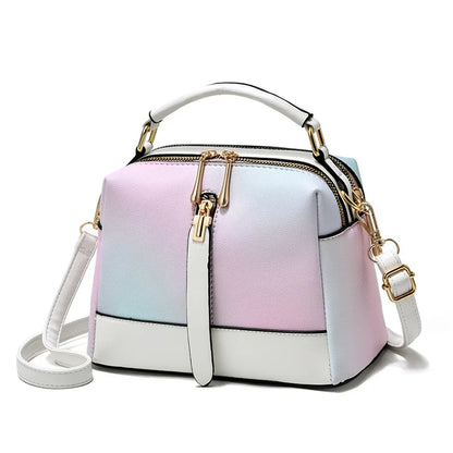 Gradient Color Korean Style Women's Shoulder Bag – Fashionable PU Shoulder Bag with Zipper Closure and Chain Design Suzy