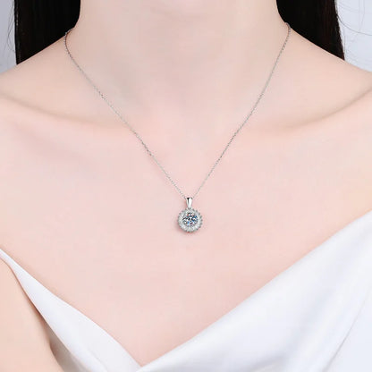Classic Moissanite Pendant Necklace | Sterling Silver Anniversary & Engagement Gift Una