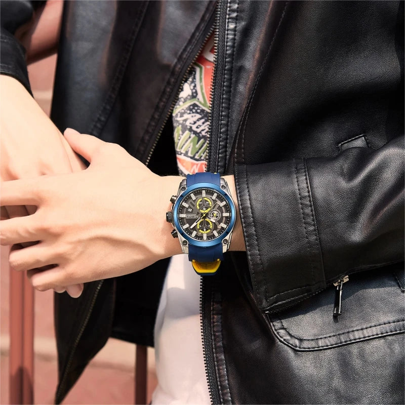 MEGIR 2144 Men's Chronograph Wristwatch - Silicone Band Sport Watch for Men, Relojes Para Hombres
