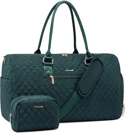 LOVEVOOK 2022 Luxury Quilted Weekender Duffel Bag - Custom Canvas Travel Bag for Men & Women Glazy