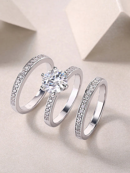 Elegant S925 Sterling Silver Moissanite Wedding Ring | 2CT Colored Gemstone | Durable Jewelry for Lasting Love