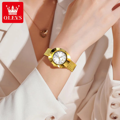 OLEVS 7017 Luxury Stainless Steel Women's Watch – Luminous, Diamond, Waterproof, Calendar Quartz Design
