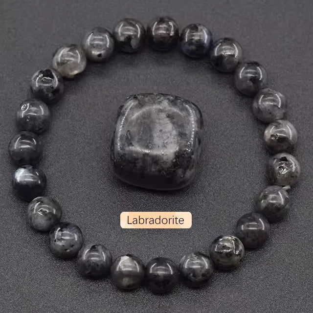 8mm Natural Stone Beaded Bracelet | Fashion Crystal Elastic Stretch Jewelry Gift Nia