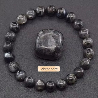 8mm Natural Stone Beaded Bracelet | Fashion Crystal Elastic Stretch Jewelry Gift Nia