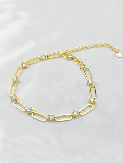 Women’s Paperclip Moissanite Tennis Bracelet – 18K Gold Plated 925 Sterling Silver Delphine