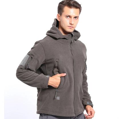 Men’s Winter Tactical Fleece Jacket – Plus Size Warm Polar Hoodie, Multi‑Pocket Full‑Zip Outdoor Coat for Hiking, Camping & Sports Tristan