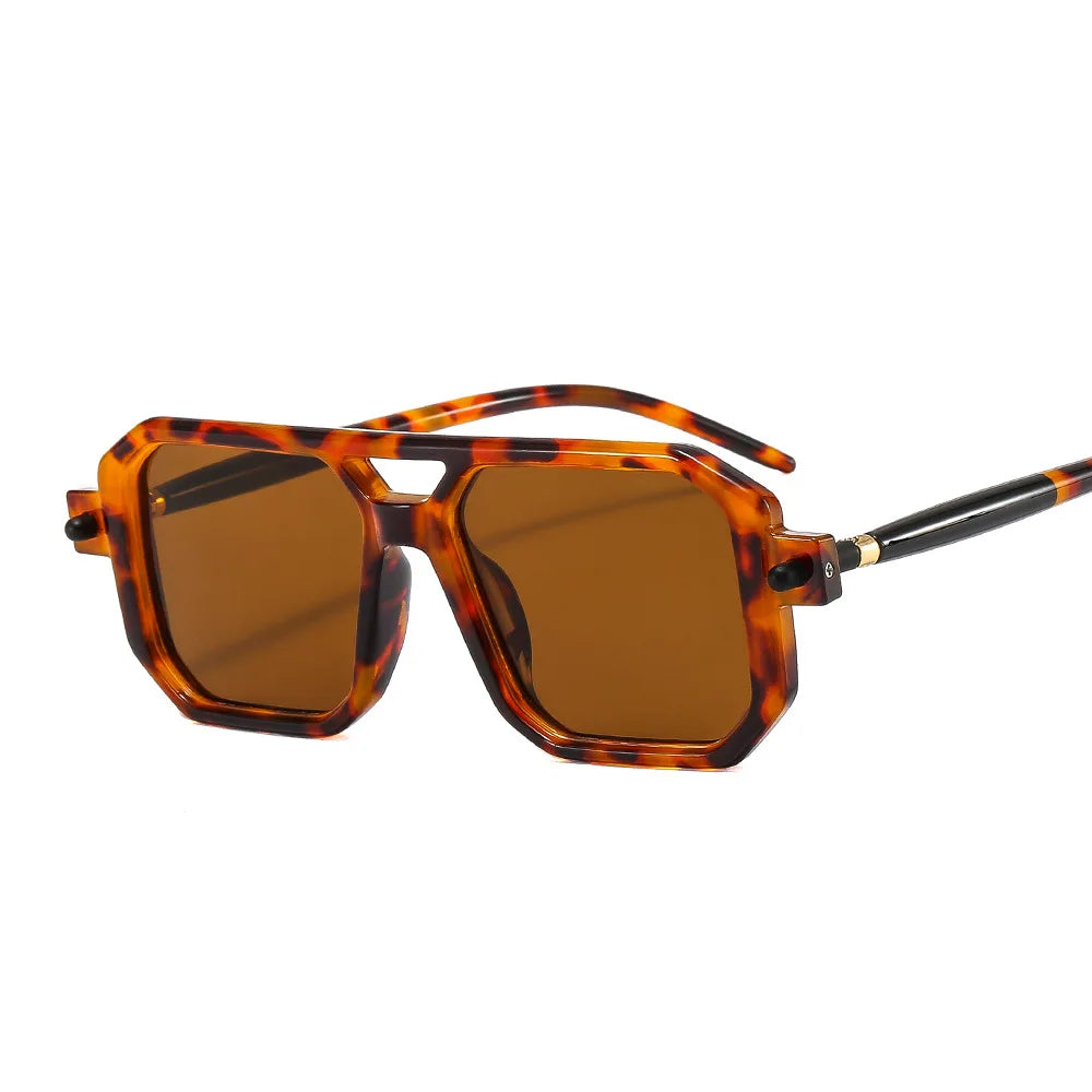 Vintage Square 70s Sunglasses for Women & Men | Retro Flat Top Rectangle Shades with Double Bridge Nesta