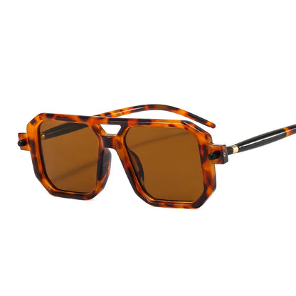 Vintage Square 70s Sunglasses for Women & Men | Retro Flat Top Rectangle Shades with Double Bridge Nesta