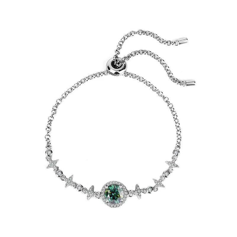 Fine Jewelry: 925 Sterling Silver Moissanite Bracelet with Bowknot Design Althea